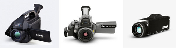 플리어 광학가스감지 카메라, 왼쪽부터 GFx320, GF300, G300a
