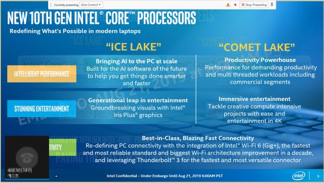 10나노 아이스레이크와 14나노 코멧 레이크 비교 (출처=인텔)