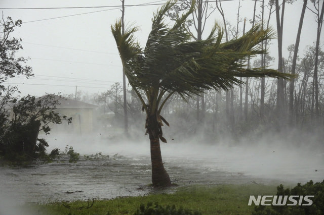 바하마의 그랜드 바하마섬에 있는 프리포트에서 2일(현지시각) 허리케인 도리안의 영향으로 강풍과 폭우가 내리고 있다. 사진=뉴시스