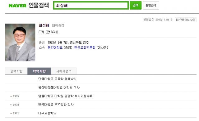 네이버의 인물정보 캡처