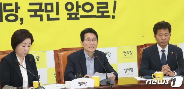 윤소하 정의당 원내대표(가운데). © News1