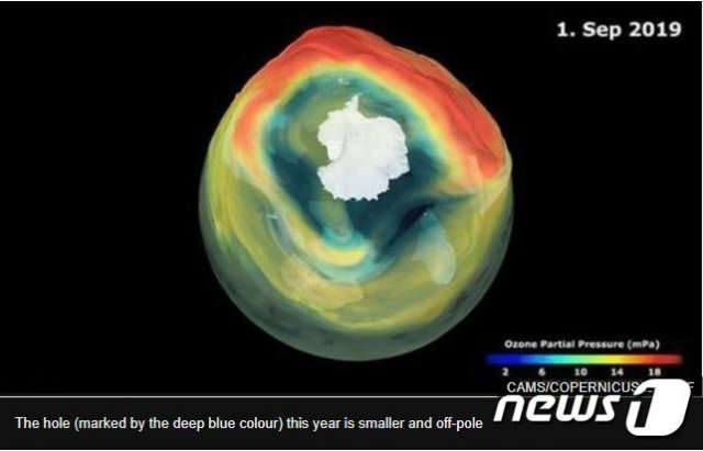 남극 오존층 구멍 (코페르니쿠스대기관측서비스)  © 뉴스1