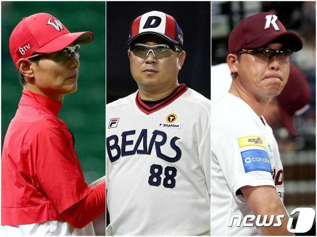 염경엽 SK 와이번스 감독, 김태형 두산 베어스 감독, 장정석 키움 히어로즈 감독. © 뉴스1