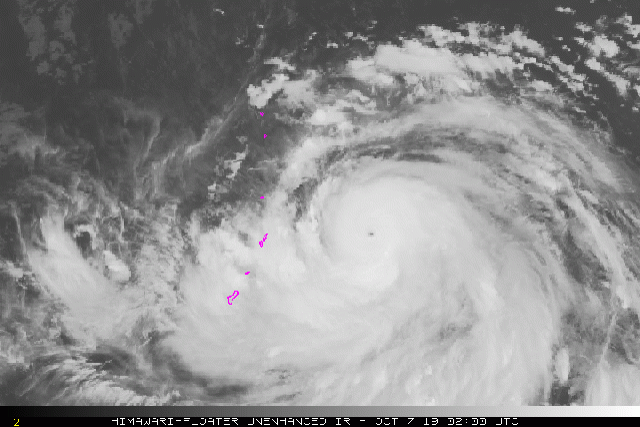 제19호 태풍 하기비스의 모습. 미 국립해양대기청(NOAA)
