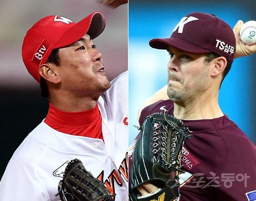 SK 김광현(왼쪽)-키움 브리검. 스포츠동아DB