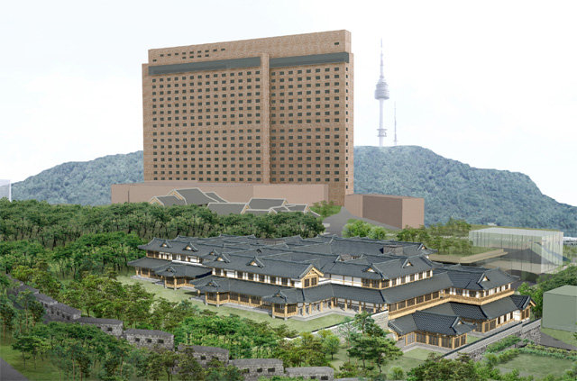 22일 서울시 건축심의를 통과한 호텔신라의 한옥호텔 조감도. 호텔신라 제공