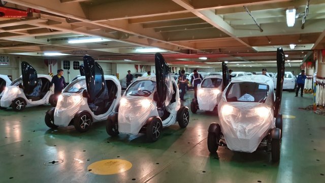 수출 선적된 르노 트위지(르노삼성 제공)© 뉴스1