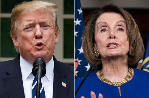 도널드 트럼프 미국 대통령(왼쪽)과 낸시 펠로시 하원의장. 사진 출처 뉴욕포스트 웹사이트