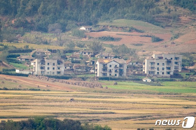 경기 파주시 오두산 통일전망대에서 북한 황해북도 개풍군 마을이 보이고 있다.2019.10.10/뉴스1 © News1