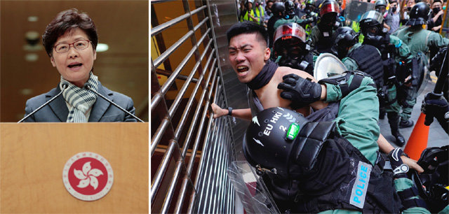 홍콩 경찰, 비무장 시위대 접근해오자 권총 뽑아 조준사격