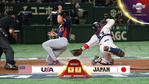 프리미어12 슈퍼라운드 미국과 일본 경기 장면. 사진제공｜WBSC 페이스북