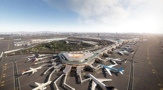 인천국제공항이 19일 4단계 건설사업 기공식을 열었다. 2024년까지 여객터미널, 활주로와 계류장 등을 확충해 수용 능력을 늘리는 것이 목표다. 국토교통부 제공