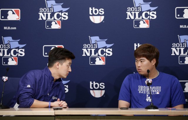 LA 다저스에서 함께 했던 마틴 김(왼쪽)과 류현진
