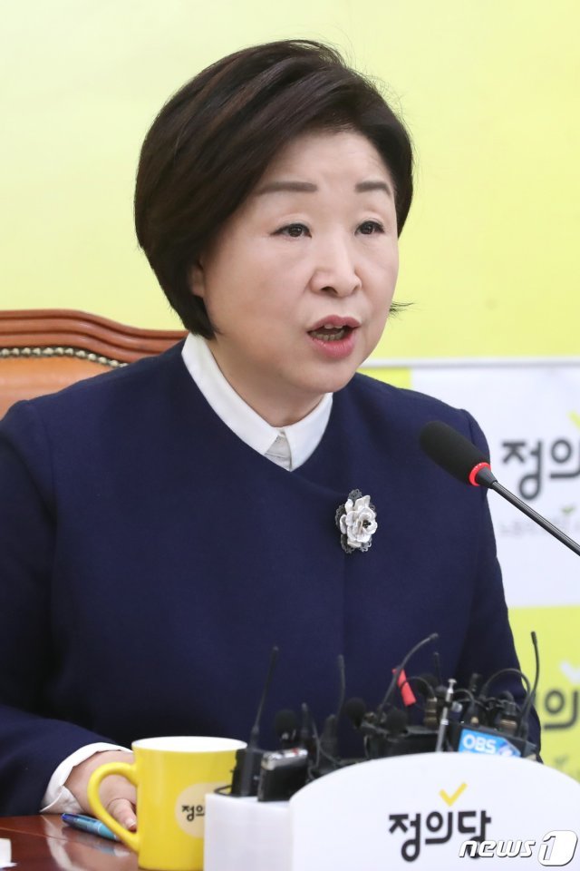 심상정 정의당 대표가 21일 오전 서울 여의도 국회에서 열린 상무위원회의에서 모두발언을 하고 있다. 2019.11.21/뉴스1 © News1