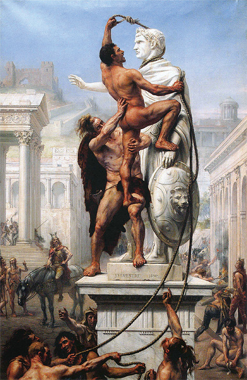 서고트인의 로마 약탈을 그린 조제프-노엘 실베스트르의 1890년작. ‘410년 야만족의 로마 약탈’. 마티 제공