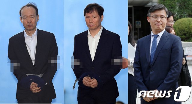 이재만(왼쪽부터), 안봉근, 정호성 전 비서관/뉴스1 © News1 박세연 기자