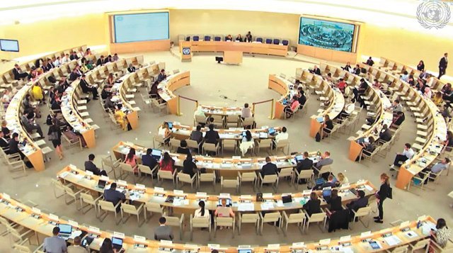 7월 3일 스위스 제네바 유엔본부에서 열린 유엔 인권이사회 제41차 회의 전경. 영상 캡처