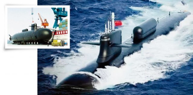 중국이 최신예 공격형 핵잠수함(SSN)인 쑤이급(095형) 핵잠수함을 건조하고 있다(왼쪽). 중국의 쑤이급(095형) 핵잠수함. [clubchina.com, 환구시보]