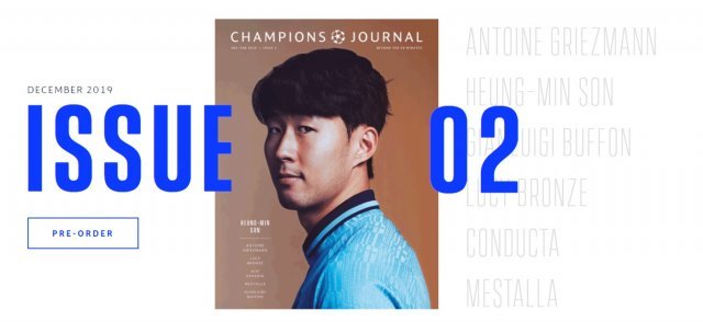 UEFA 공식 잡지 ‘챔피언스저널’의 신년호 모델로 선정된 손흥민. (챔피언스저널 홈페이지 캡처)