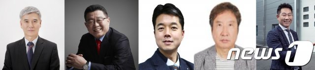 중소벤처기업부 올해의 ‘존경받는 기업인’으로 선정된 5명의 CEO. (왼쪽부터)구황회 태운 대표, 오석송 메타바이오메드 대표, 김선범 금성화학 대표, 최태수 에스지오 대표, 이대훈 코아드 대표.(중소벤처기업부 제공)© 뉴스1