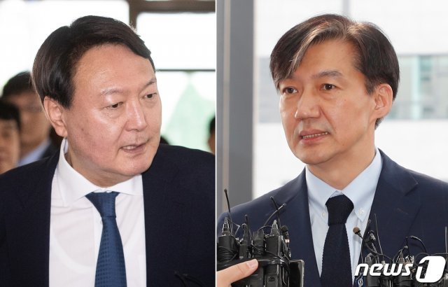 조국 전 법무부장관(오른쪽)과 윤석열 검찰총장. 2019.9.25/뉴스1 © News1