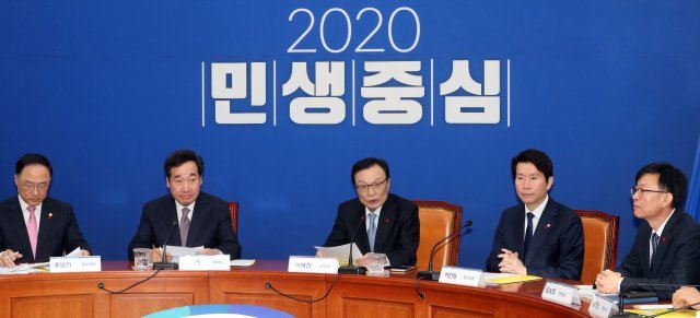 이해찬 더불어민주당 대표가 6일 서울 여의도 국회에서 열린 2020년 제1차 고위당정청협의회에서 발언하고 있다. 사진=뉴스1