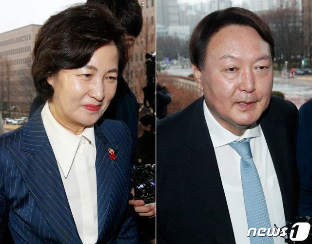 추미애 법무부 장관(왼쪽), 윤석열 검찰총장. 2020.1.7/뉴스1 © News1