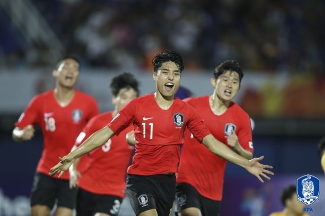 중국전 결승골을 기록한 U-23 대표팀 이동준. © 뉴스1