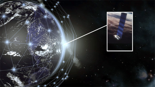 지구 저궤도 상에 떠 있는 스타링크 위성 그래픽. 게티이미지코리아·스페이스X 제공
