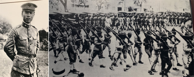 박용만은 1914년 하와이에 대조선국민군단을 창설하며 독립군 양성을 본격화했다(왼쪽 사진). 미주 한인 최대 군사단체였던 대조선국민군단은 하와이에서 시가행진을 벌이며 위용을 과시했다. 대한인국민회기념재단 제공