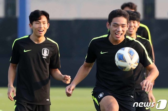 대한민국 U-23 축구대표팀 오세훈이 17일 오후(현지시간) 태국 방콕 알파인 축구 훈련장에서 ‘2020 AFC U-23 챔피언십’ 요르단과의 8강전을 이틀 앞두고 훈련을 하고 있다. 2020.1.17/뉴스1 © News1