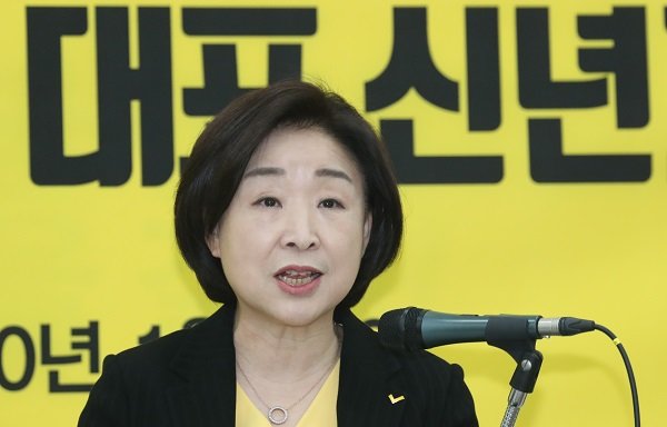 심상정 정의당 대표가 21일 서울 여의도 국회에서 신년기자회견을 하고 있다. 사진=뉴스1