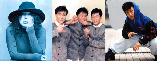 1960년대 말부터 1990년대 초까지 한국 대중음악에 댄스를 기반으로 하는 퍼포먼스의 시대를 안겨준 스타들. 추억과 새로운 감성으로 다시 돌아왔다. 사진은 가수 김추자, 그룹 소방차, 현진영(왼쪽부터). 스포츠동아DB