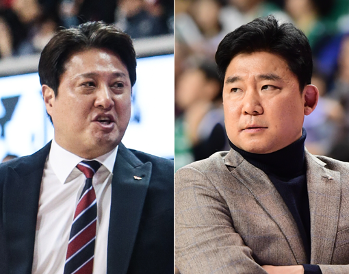 SK 감독 문경은(왼쪽)-KGC 감독 김승기. 사진제공｜KBL