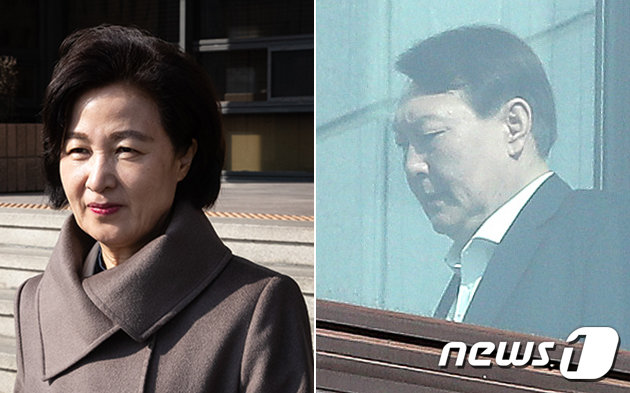 추미애(왼쪽) 법무부장관과 윤석열 검찰총장. © News1
