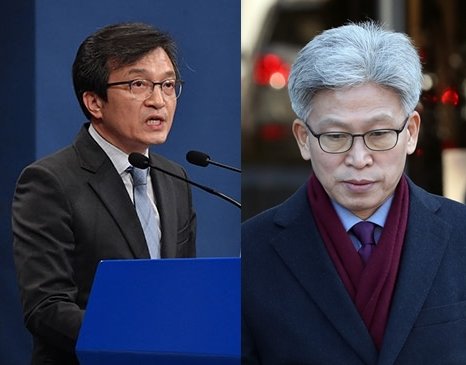 김의겸 전 청와대 대변인(왼쪽)과 송병기 전 울산 경제부시장. 뉴스1