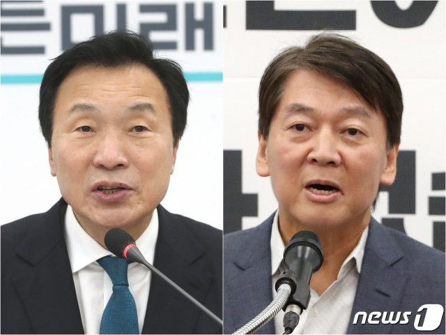 손학규 바른미래당 대표(왼쪽)와 안철수 전 공동대표. 뉴스1