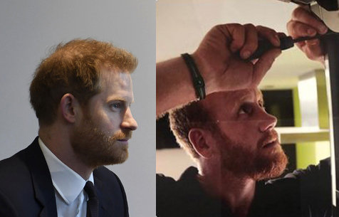 해리 왕자(왼쪽)와 펭겔리 광고 사진(오른쪽). AP·뉴시스/SNS