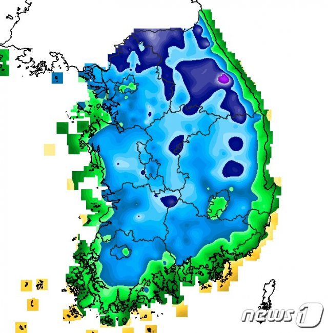 4일 오전 7시 기준 한파실황(기상청 제공) © 뉴스1