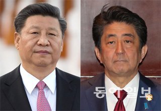 시진핑 중국 국가주석(왼쪽 사진)과 아베 신조 일본 총리의 리더십이 ‘코로나19’에 대한 부실한 대응으로 시험대에 올랐다. AP·동아일보DB