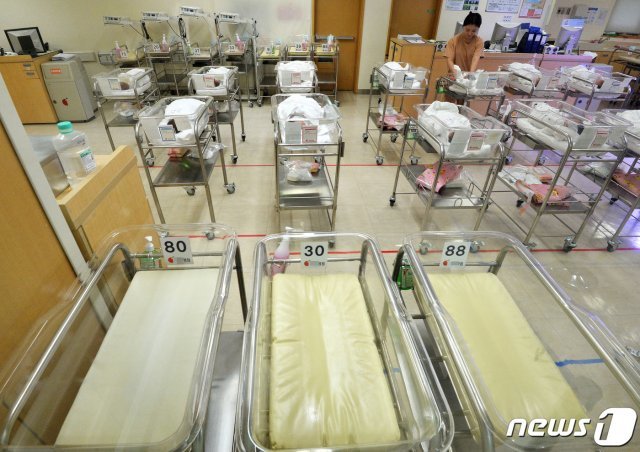 서울시내 한 병원 신생아실이 비어있는 모습. 뉴스1 DB