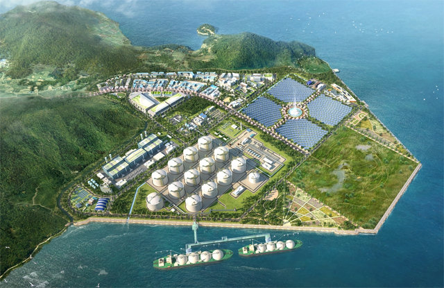 한양이 전남 여수시 묘도에 짓는 ‘동북아 액화천연가스(LNG) 허브 터미널’ 조감도. 한양 제공