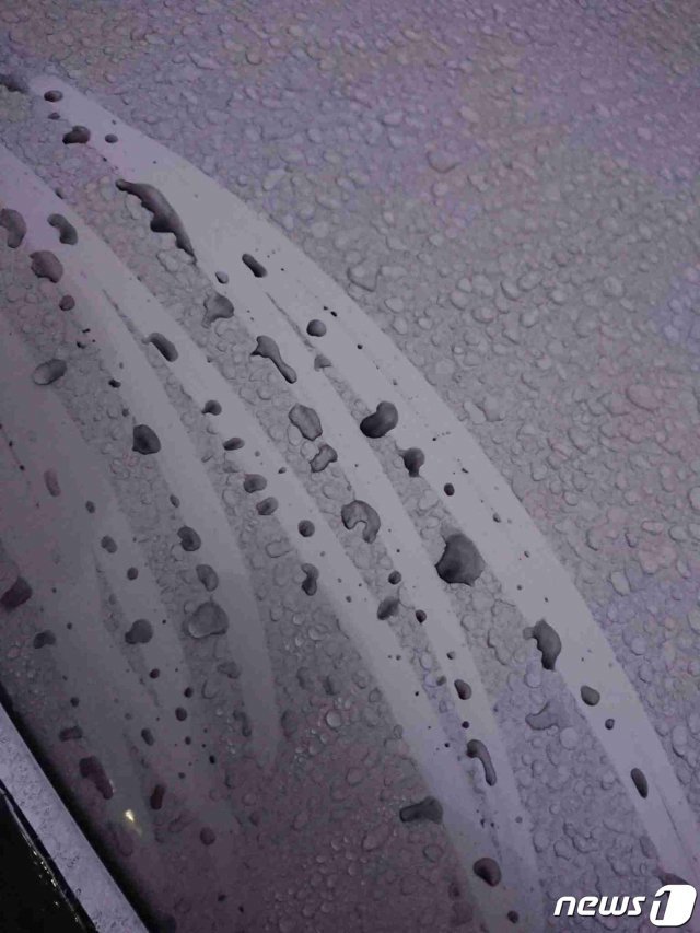 2일 일본 사이타마(埼玉)현 하스다(蓮田)시에서 검은 비가 내렸다. (트위터 갈무리) © 뉴스1