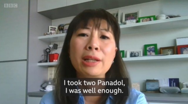 코로나19에 걸렸다가 회복된 싱가포르 여성 줄리 <BBC웹사이트 영상 갈무리>