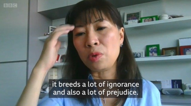 코로나19에 걸렸다가 회복된 싱가포르 여성 줄리 <BBC웹사이트 영상 갈무리>
