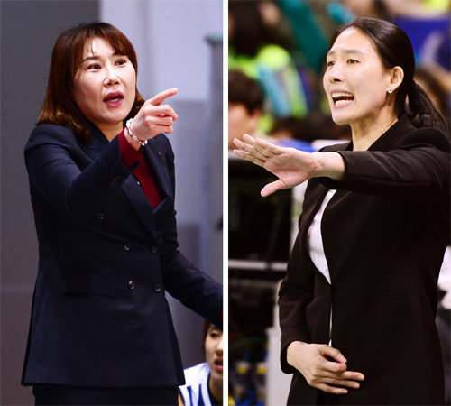 정선민 전 신한은행 코치(왼쪽 사진), 전주원 우리은행 코치
