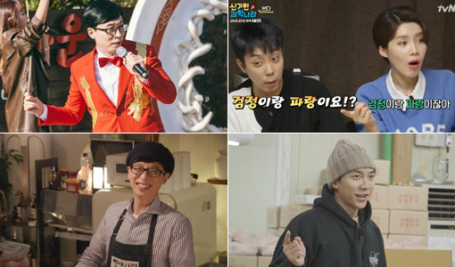 MBC 김태호 PD의 ‘놀면 뭐하니?’는 유재석을(왼쪽 사진) 내세워 다양한 형식과 스토리로 시선을 모은다. tvN 나영석 PD는 ‘금요일 금요일 밤에’(오른쪽 사진)로 10∼15분가량 분량 영상을 이어 붙이는 형식을 내세운다. 사진제공｜MBC·tvN