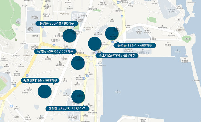 강원도 속초 동명동, 중앙동 일대 아파트 건립 추진 현황.자료=GS건설