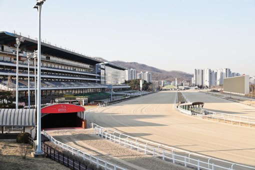 코로나19 여파로 텅빈 주말 서울경마공원.