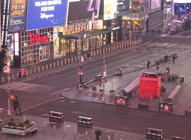 미국 뉴욕 타임스스퀘어. ‘Earthcam’ 화면 캡처